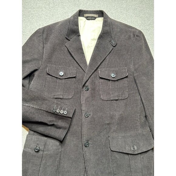 Tasso Elba Jacket Mens L 42-44 Brown Corduroy Barn Chore Cargo Pockets Blazer - Picture 3 of 14